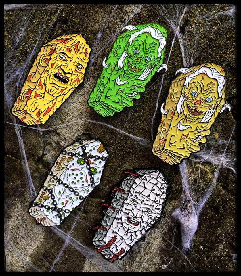 (Pictured are Killer Coffin Enamel Pins, these will be released as Killer Coffin patches)