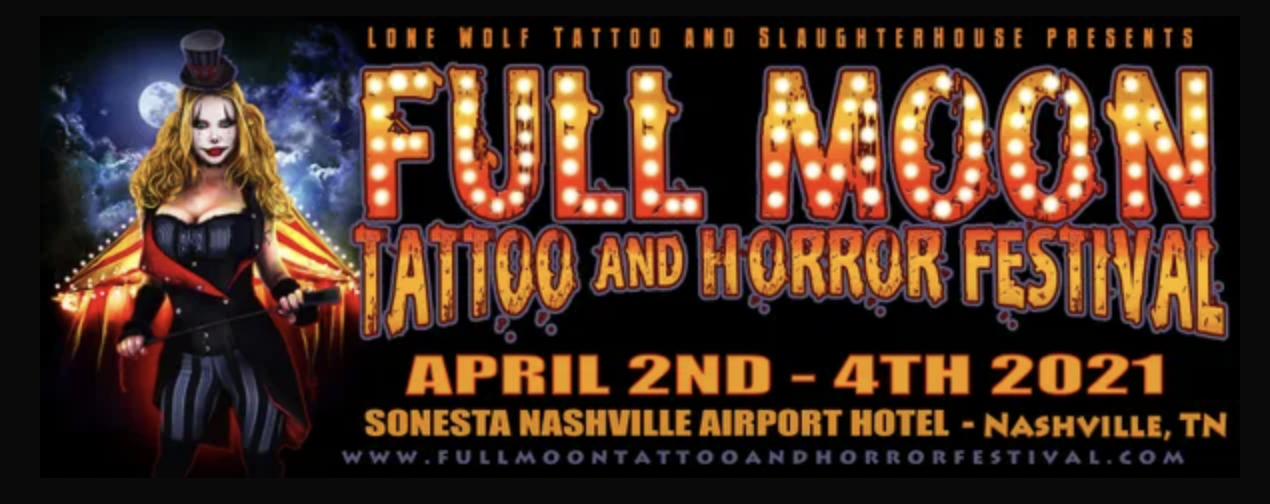 banner for 2021 Full Moon Tattoo and Horror Festival