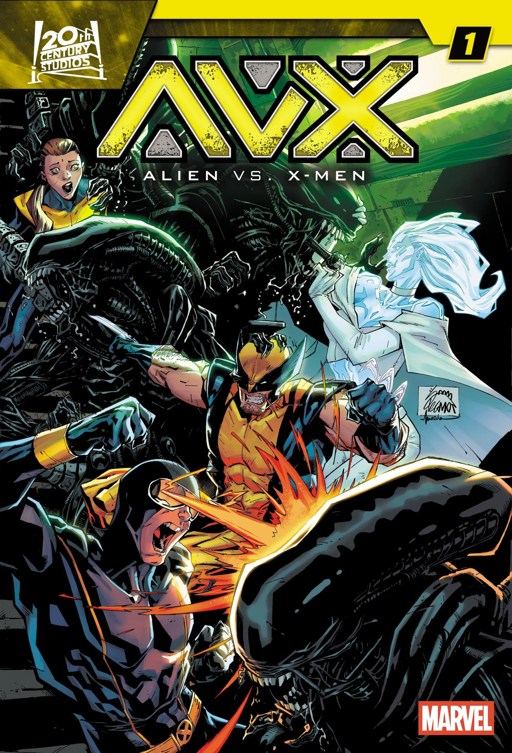 Official cover art for Marvel's Alien vs. X-Men #1 by Ryan Stegman