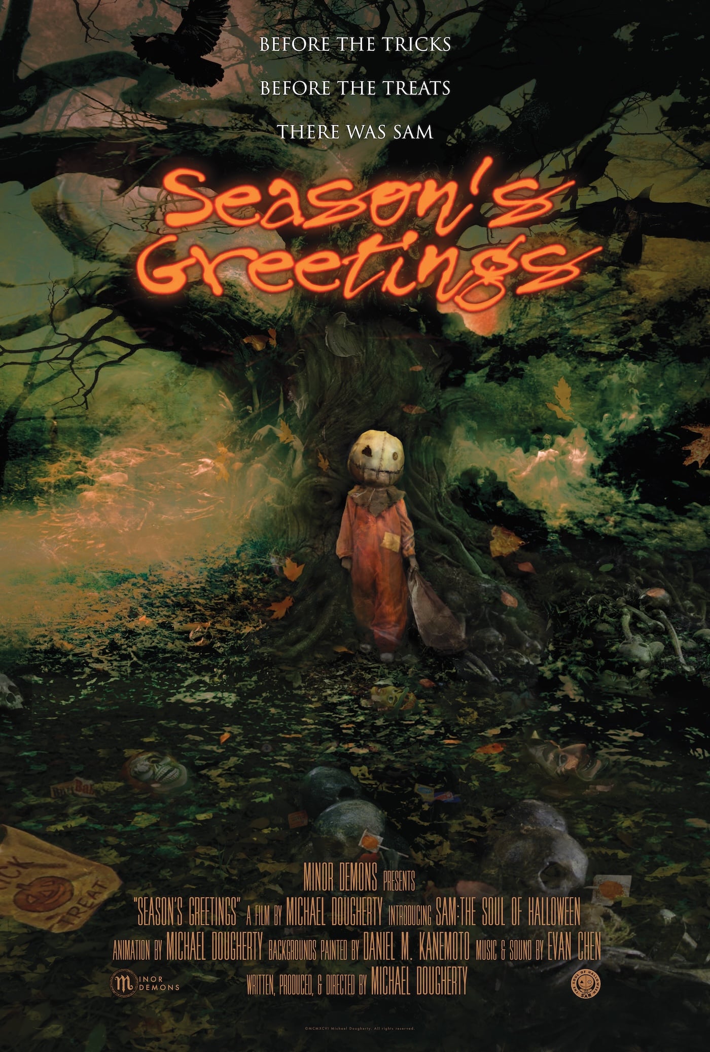 Official restoration poster for Season's Greetings, artwork by Christopher Shy, part of the Sam: The Soul of Halloween launch